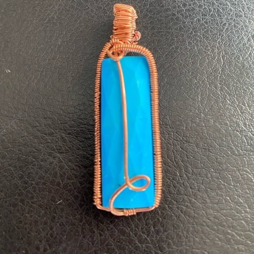 Wire turquoise wrapped pendant 17.5 carats